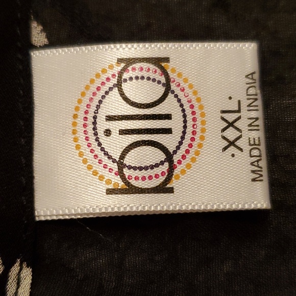 NWOT Bila Women's Boho Style Black & White Floral Sheer Top  Size XXL - Picture 9 of 10